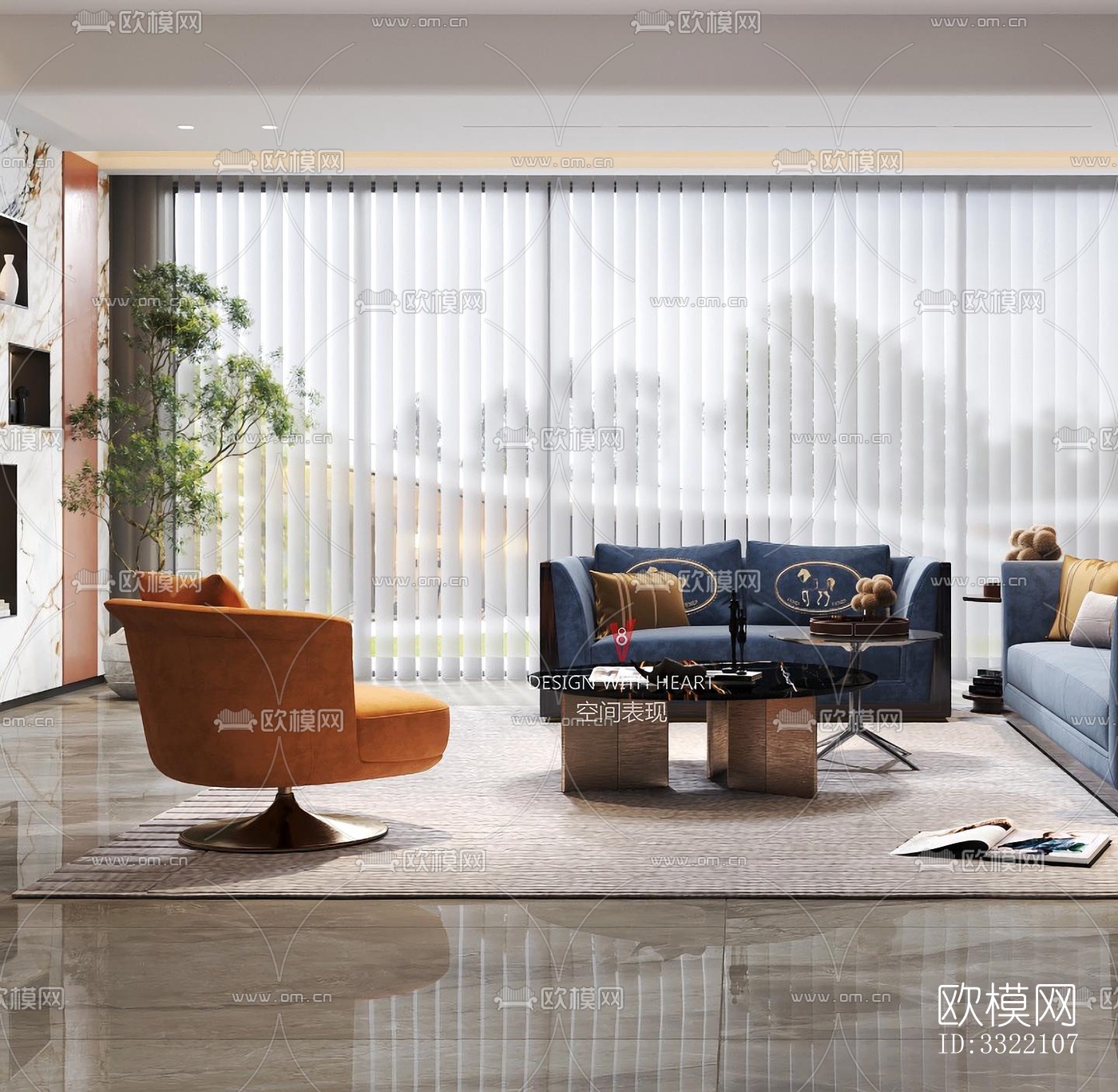 现代客厅效果图下载（渲染图4）