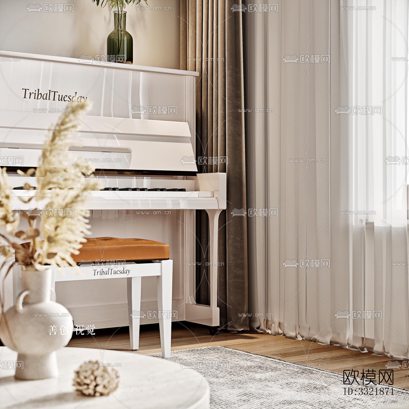 现代客厅效果图下载（渲染图5）