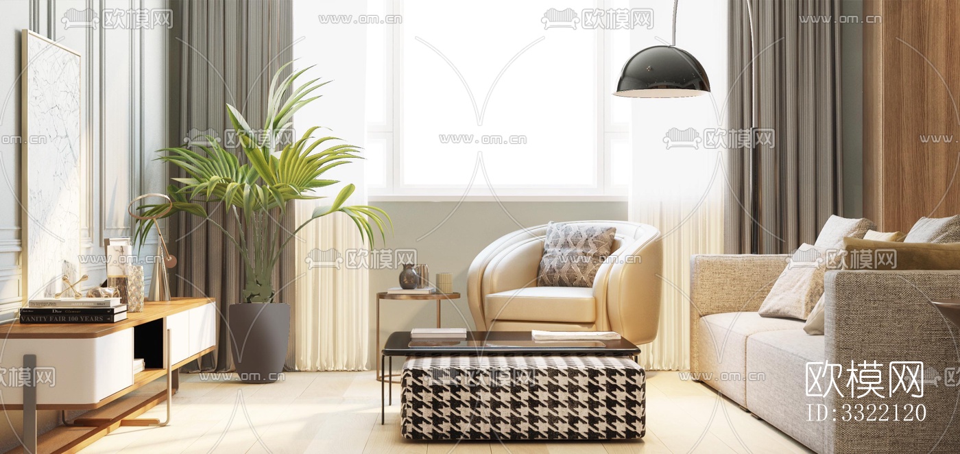 现代客厅效果图下载（渲染图7）