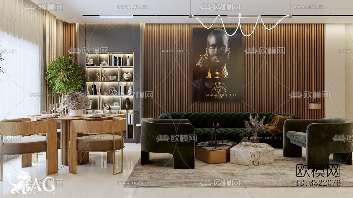 现代客厅效果图下载（渲染图4）