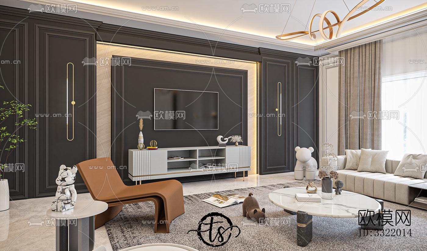 现代客厅效果图下载（渲染图3）