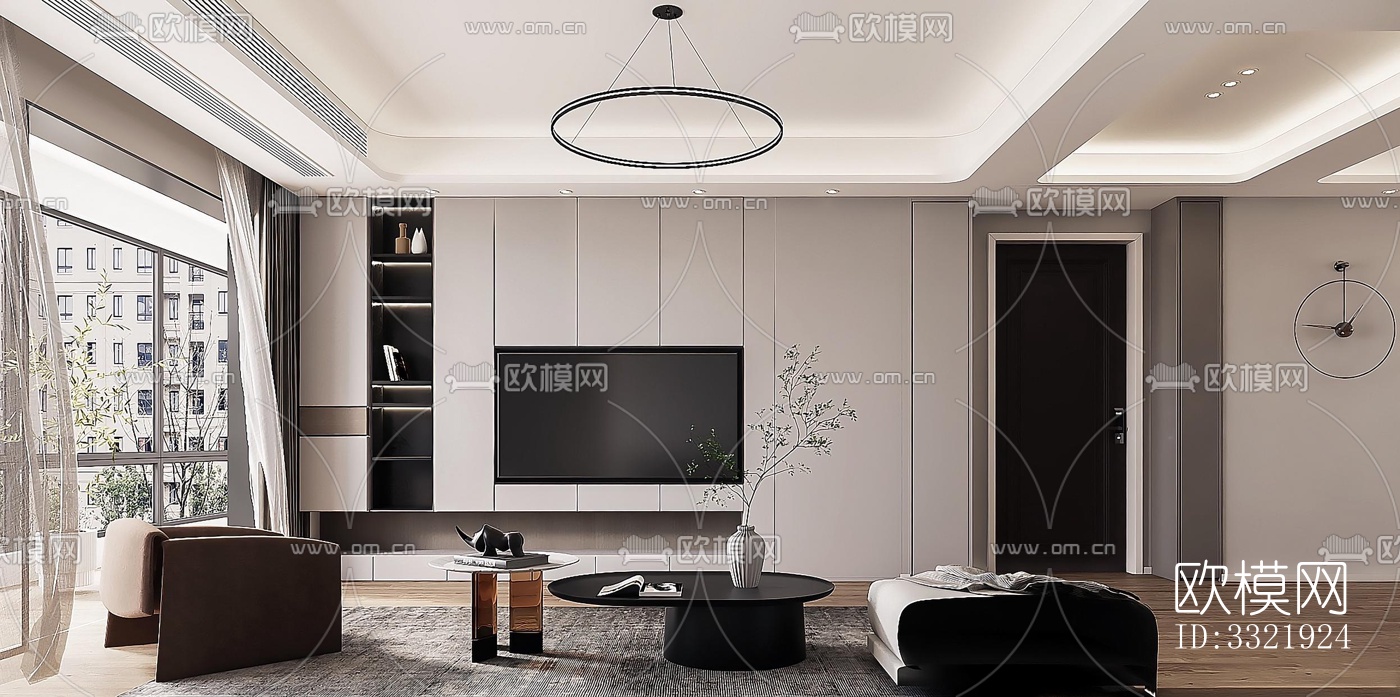 现代客厅效果图下载（渲染图1）