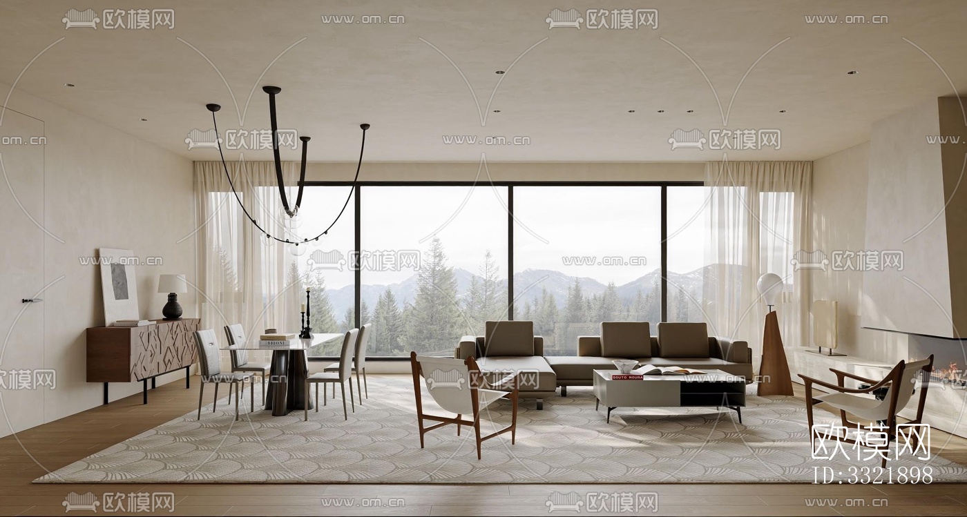 现代客厅效果图下载（渲染图10）