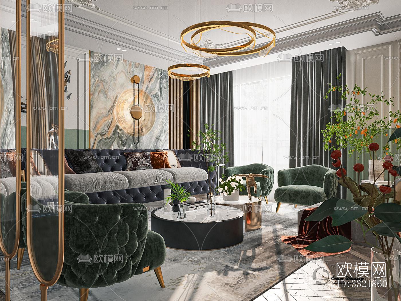 现代客厅效果图下载（渲染图3）