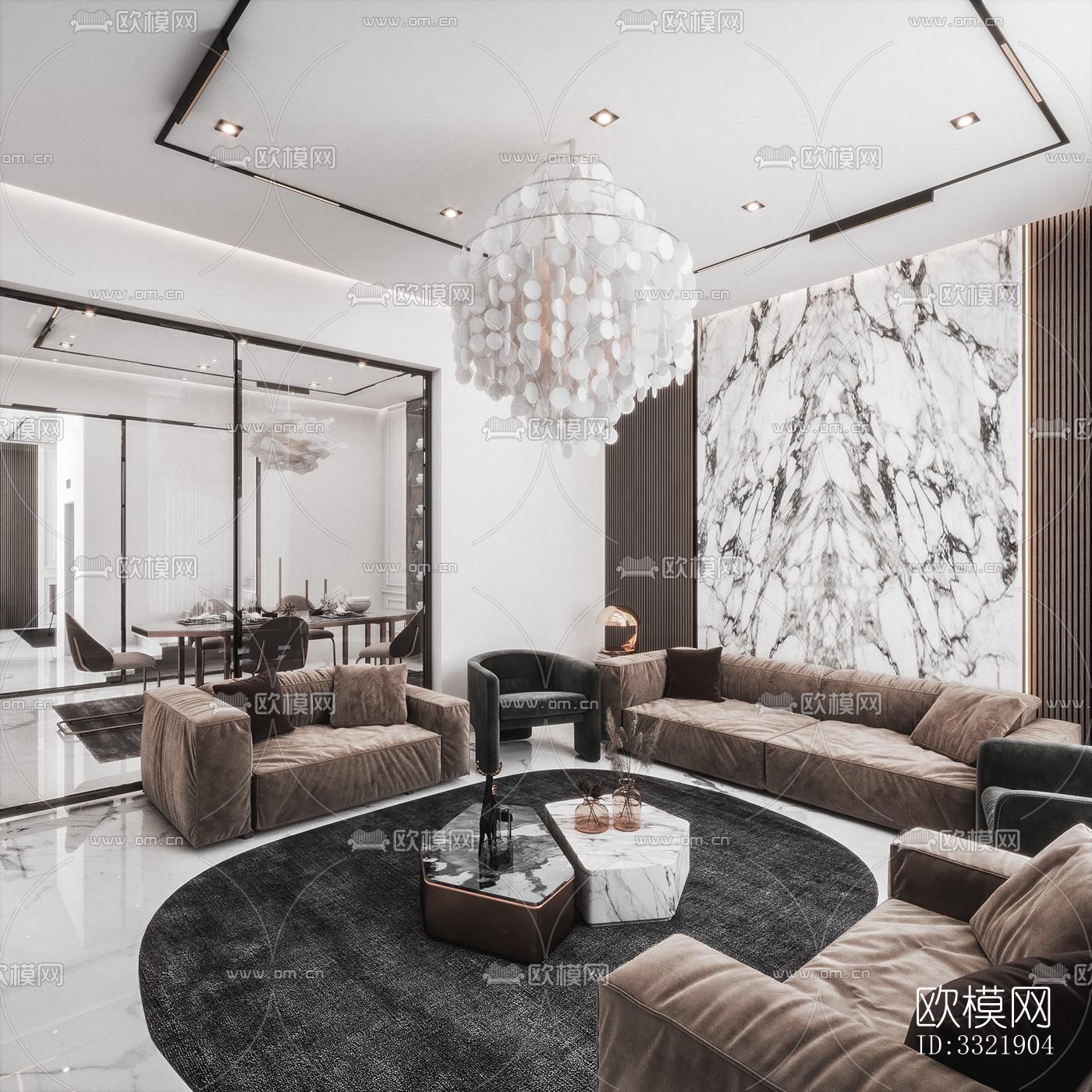 现代客厅效果图下载（渲染图2）