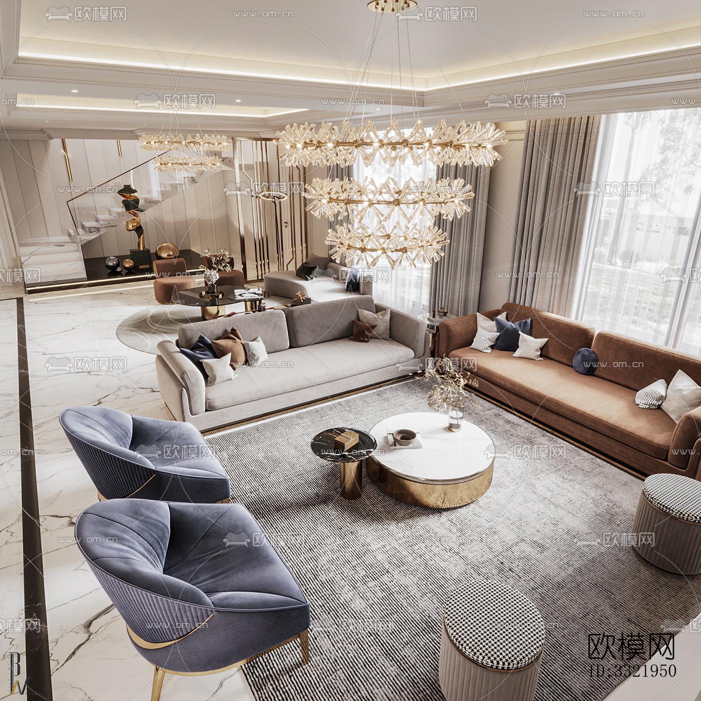 现代客厅效果图下载（渲染图5）