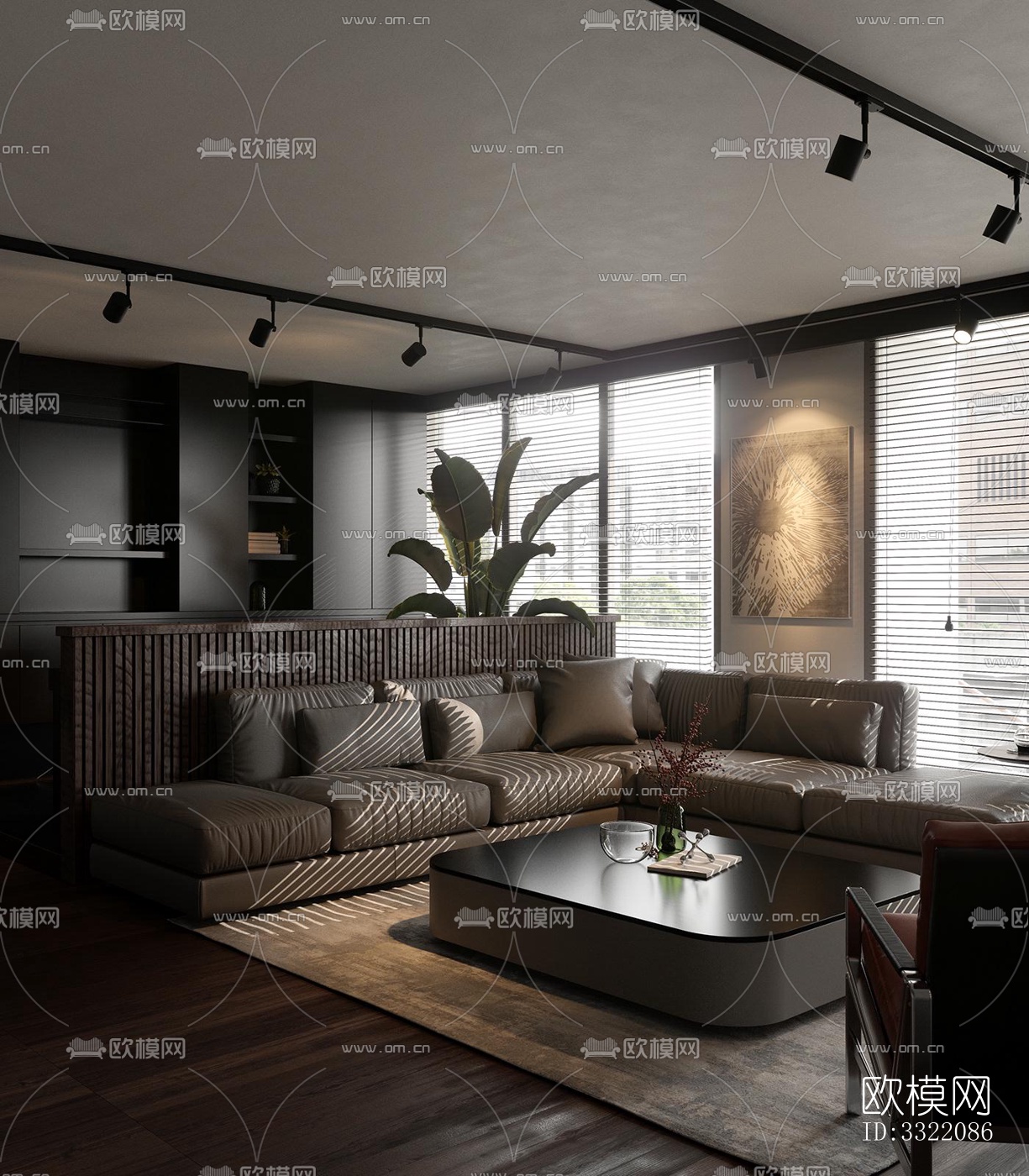 现代客厅效果图下载（渲染图3）