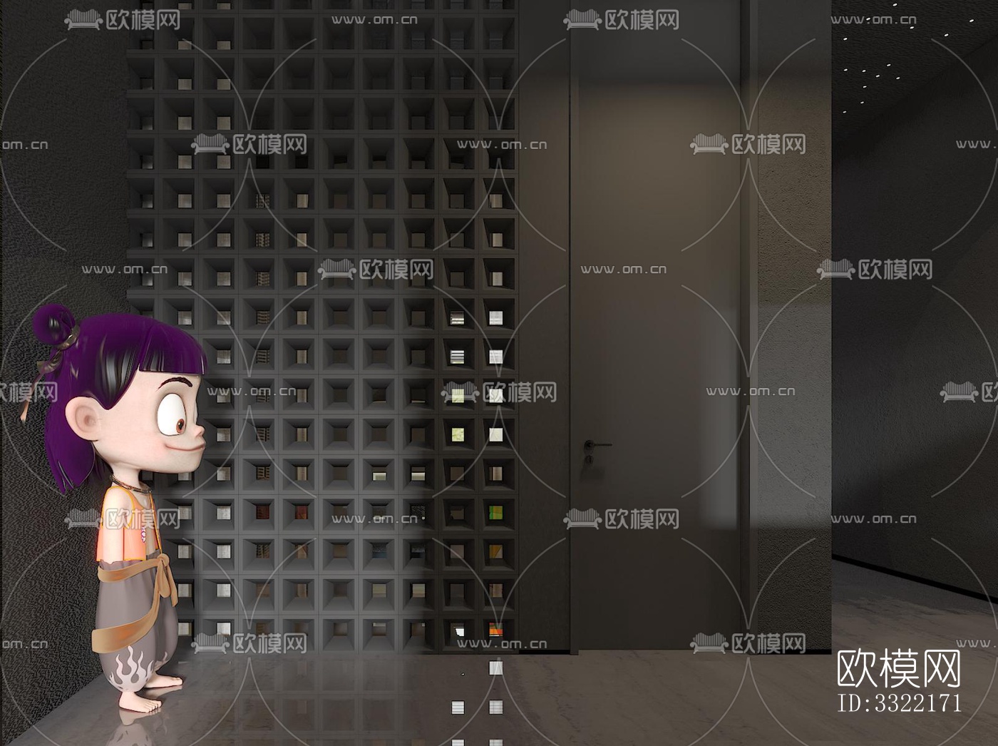 现代客厅效果图下载（渲染图4）