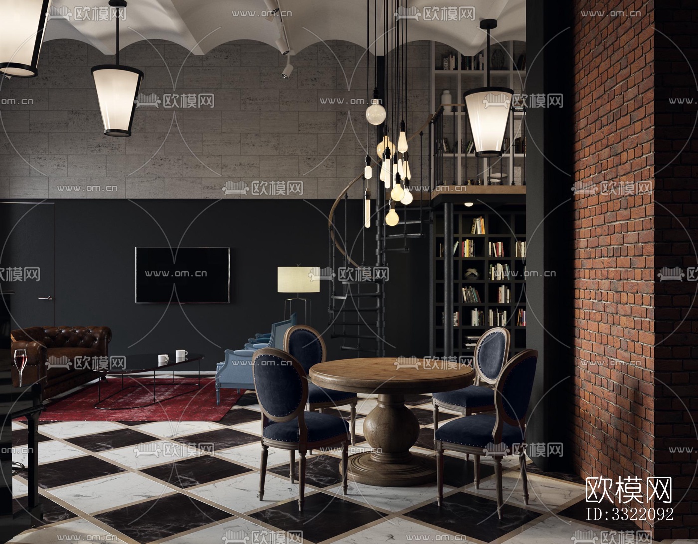 现代客厅效果图下载（渲染图10）