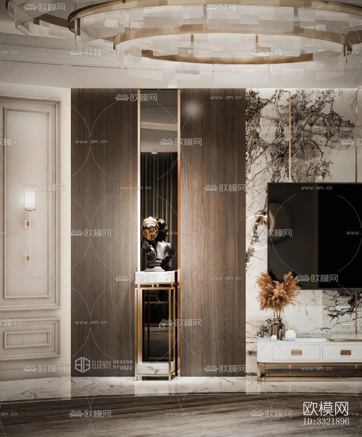 现代客厅效果图下载（渲染图4）