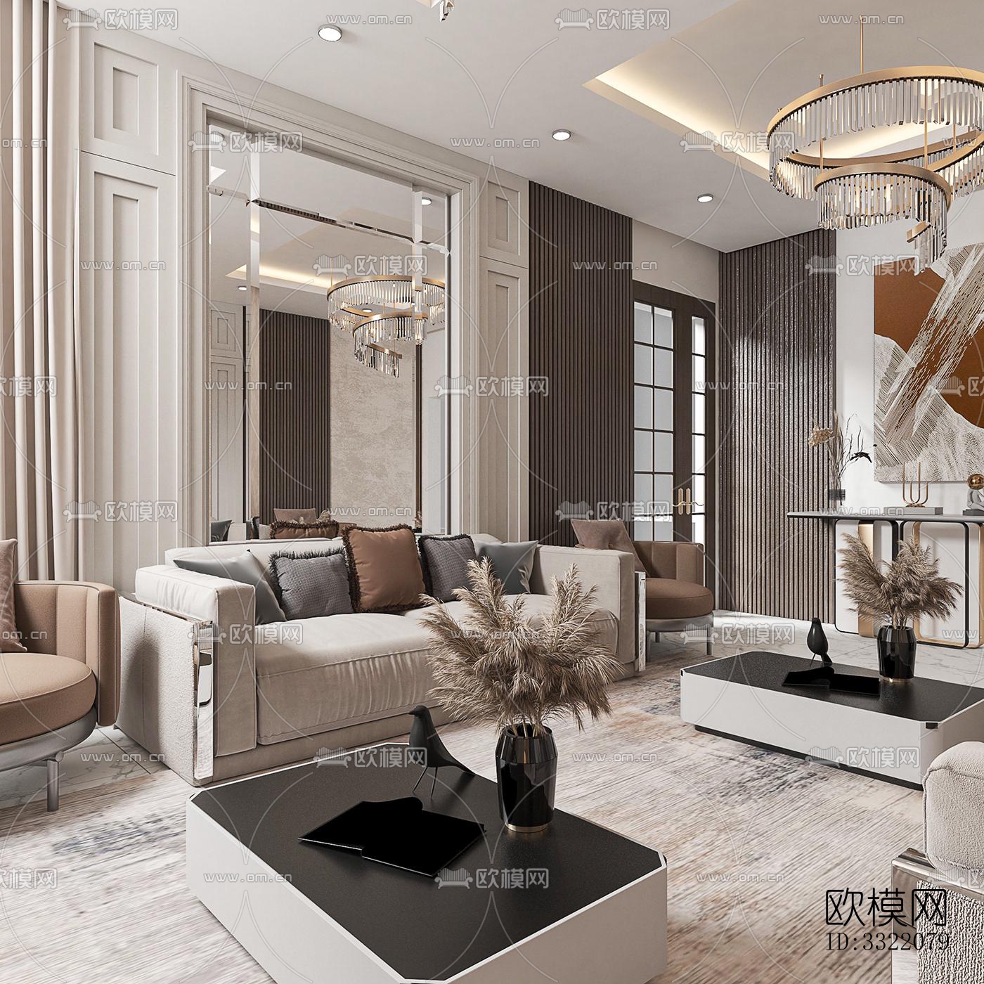 现代客厅效果图下载（渲染图5）