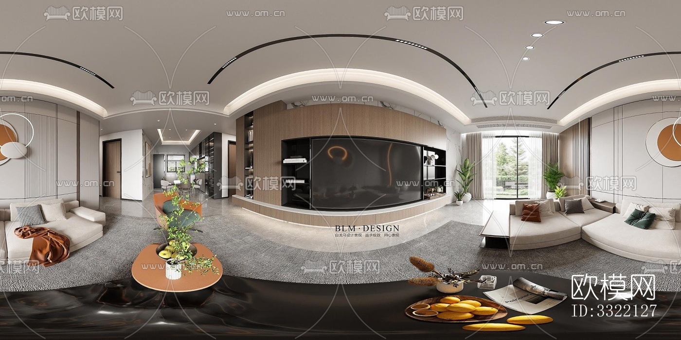 现代客厅效果图下载（渲染图3）