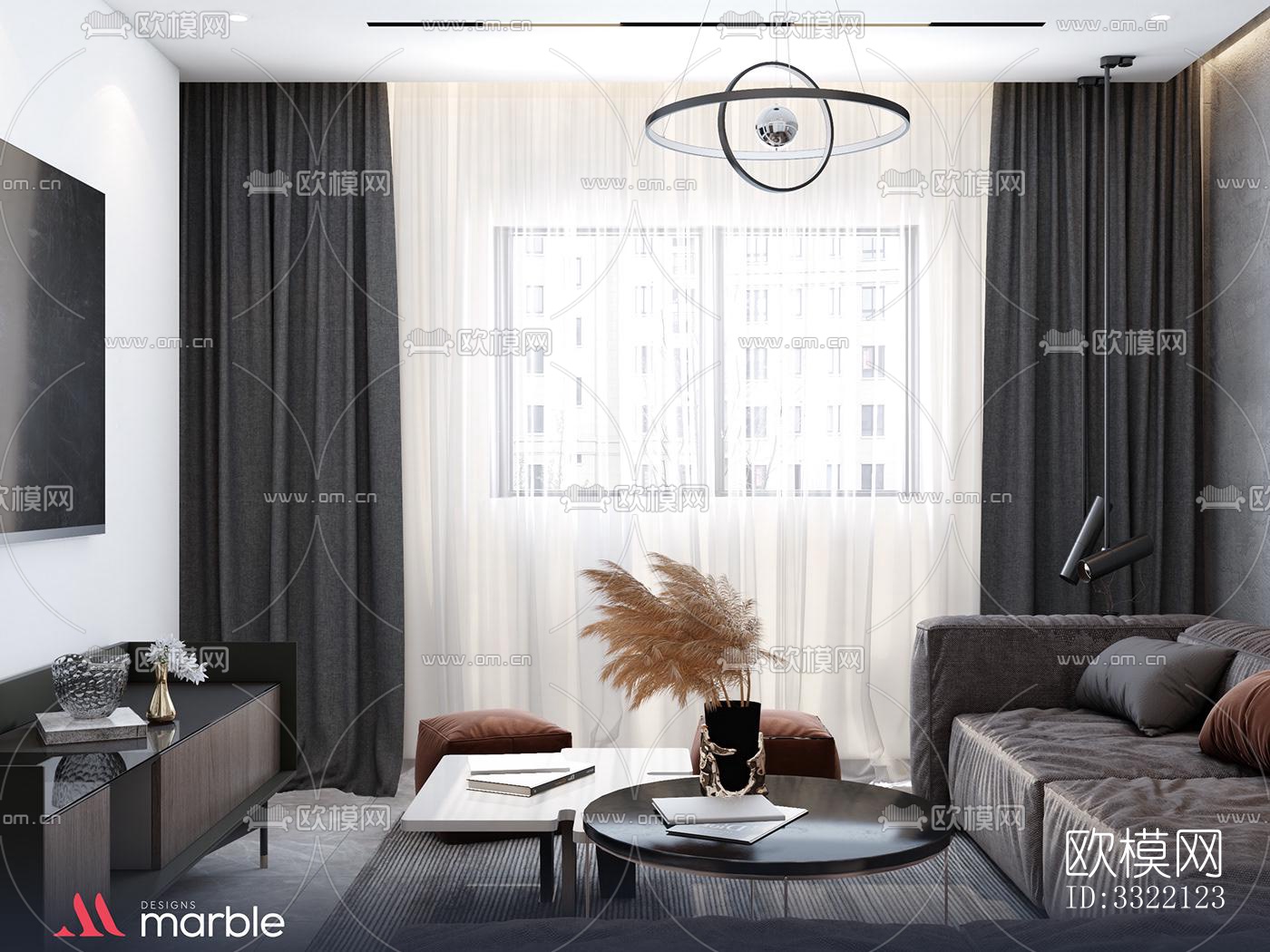 现代客厅效果图下载（渲染图3）