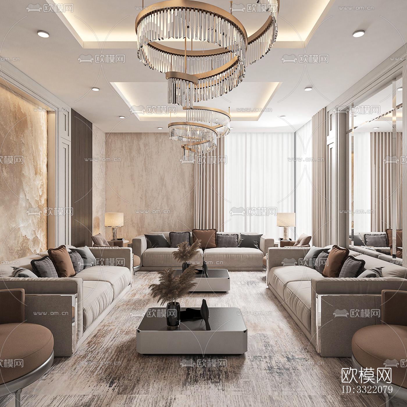 现代客厅效果图下载（渲染图4）