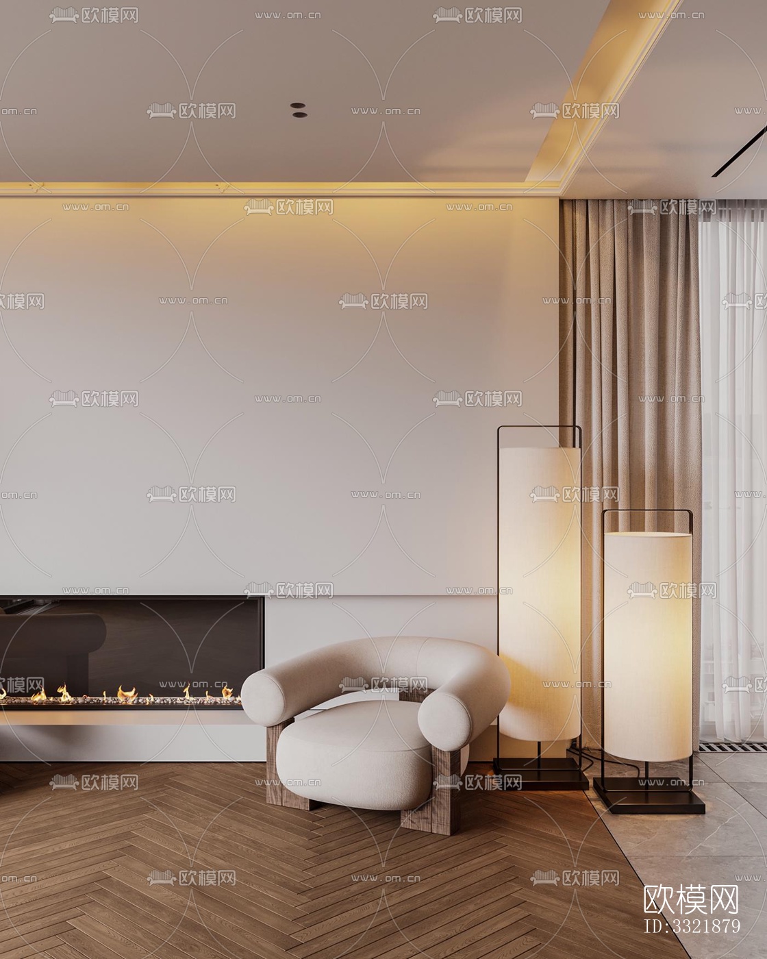 现代客厅效果图下载（渲染图11）