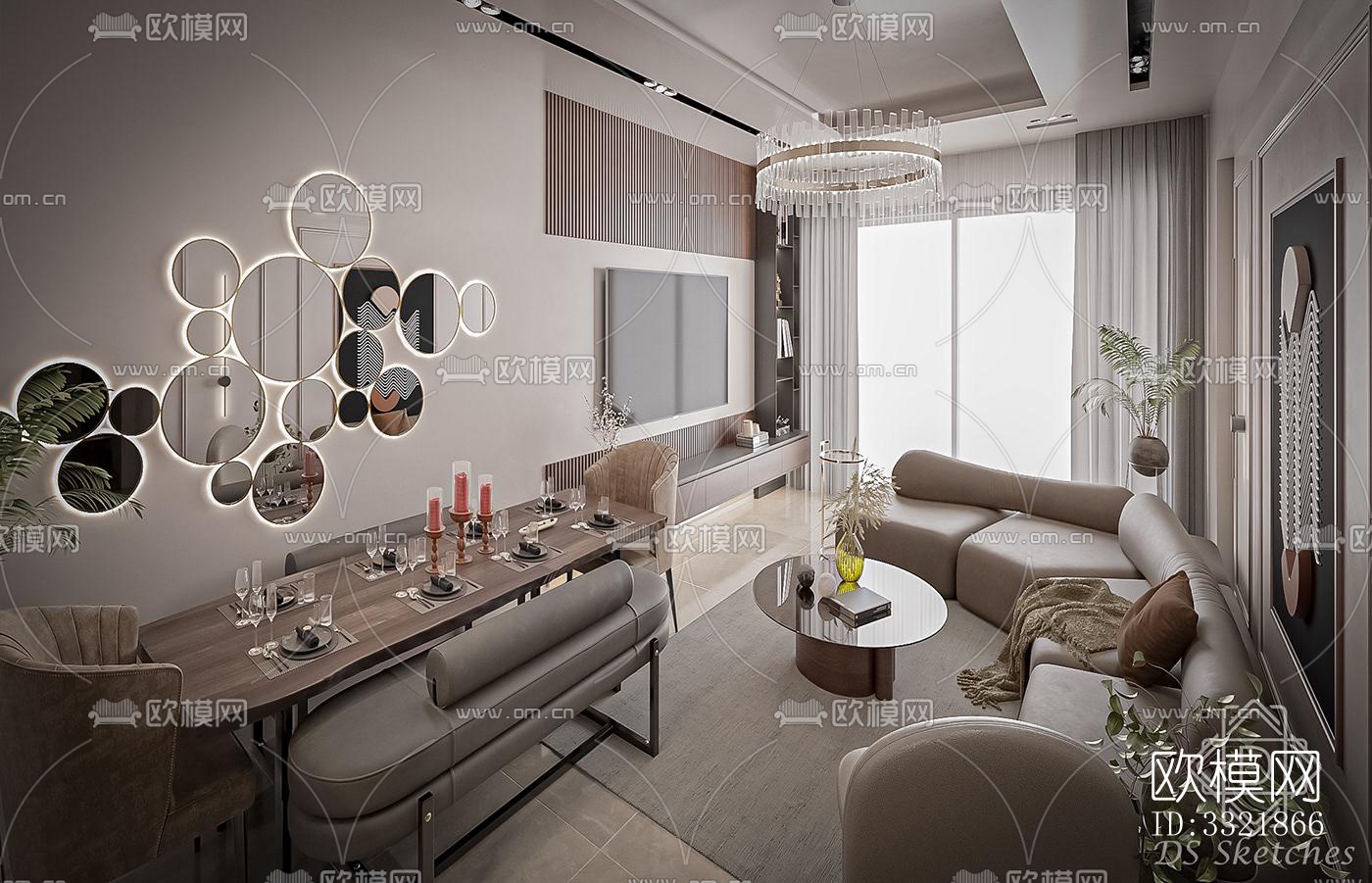 现代客厅效果图下载（渲染图5）