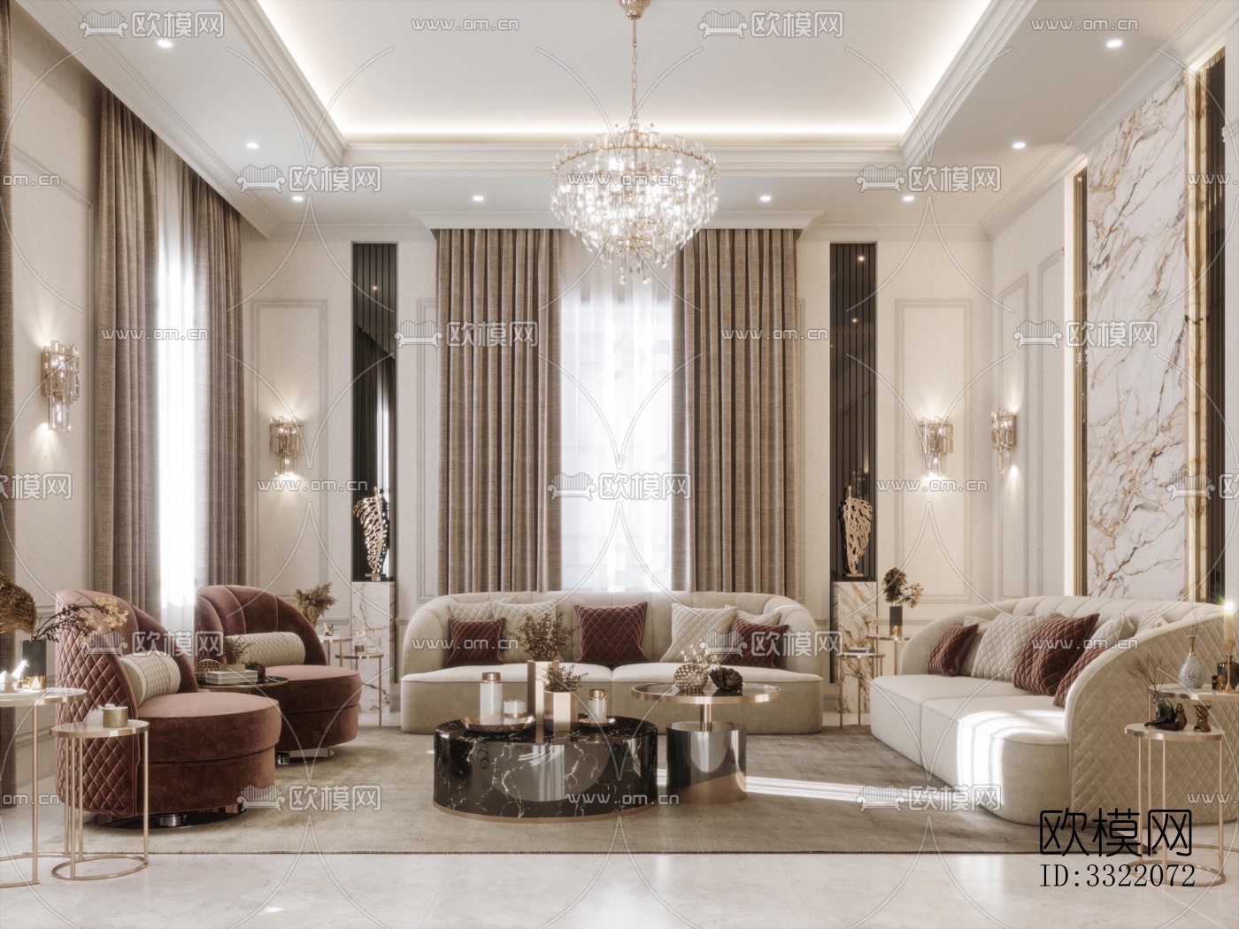 现代客厅效果图下载（渲染图1）