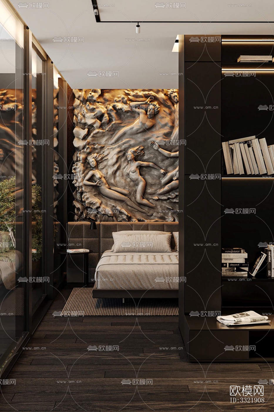 现代客厅效果图下载（渲染图4）