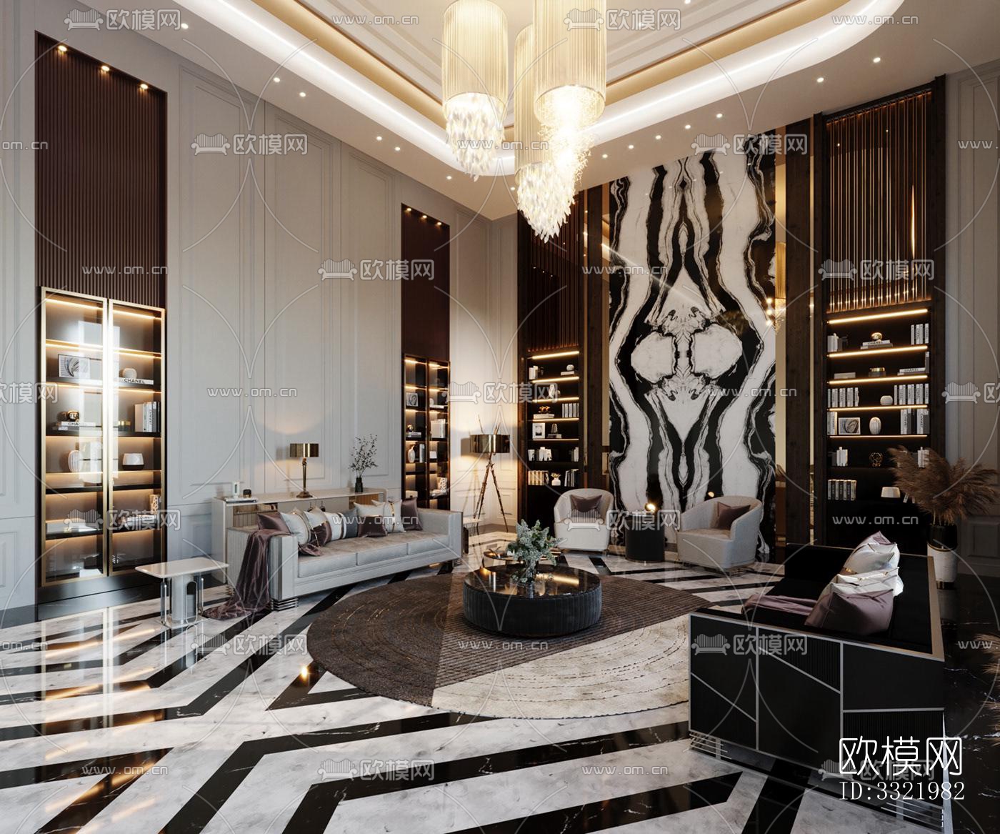 现代客厅效果图下载（渲染图3）