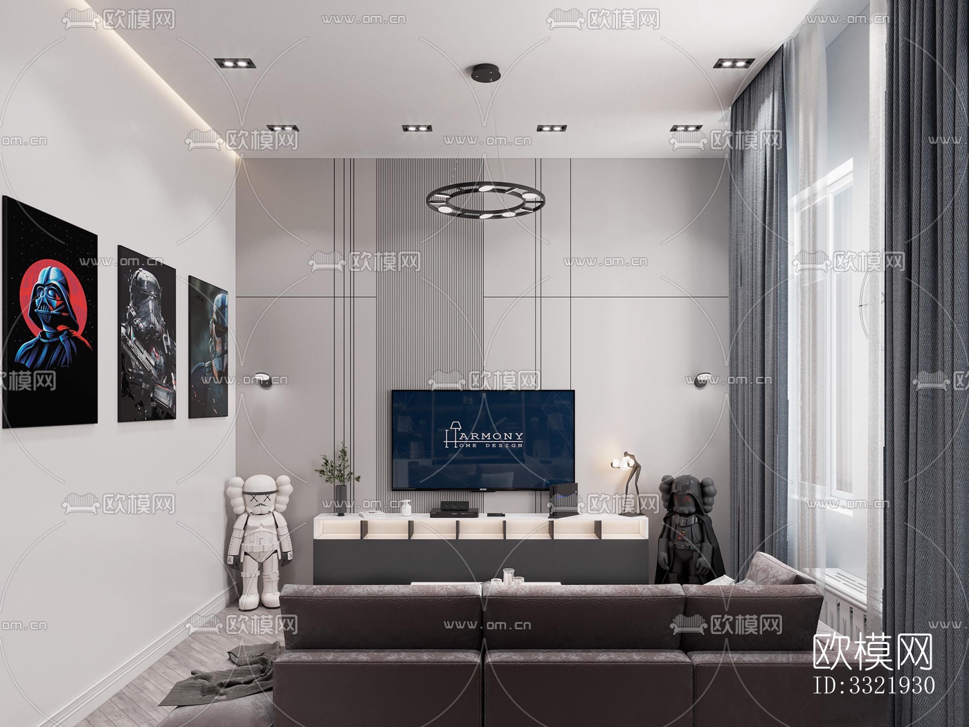 现代客厅效果图下载（渲染图1）