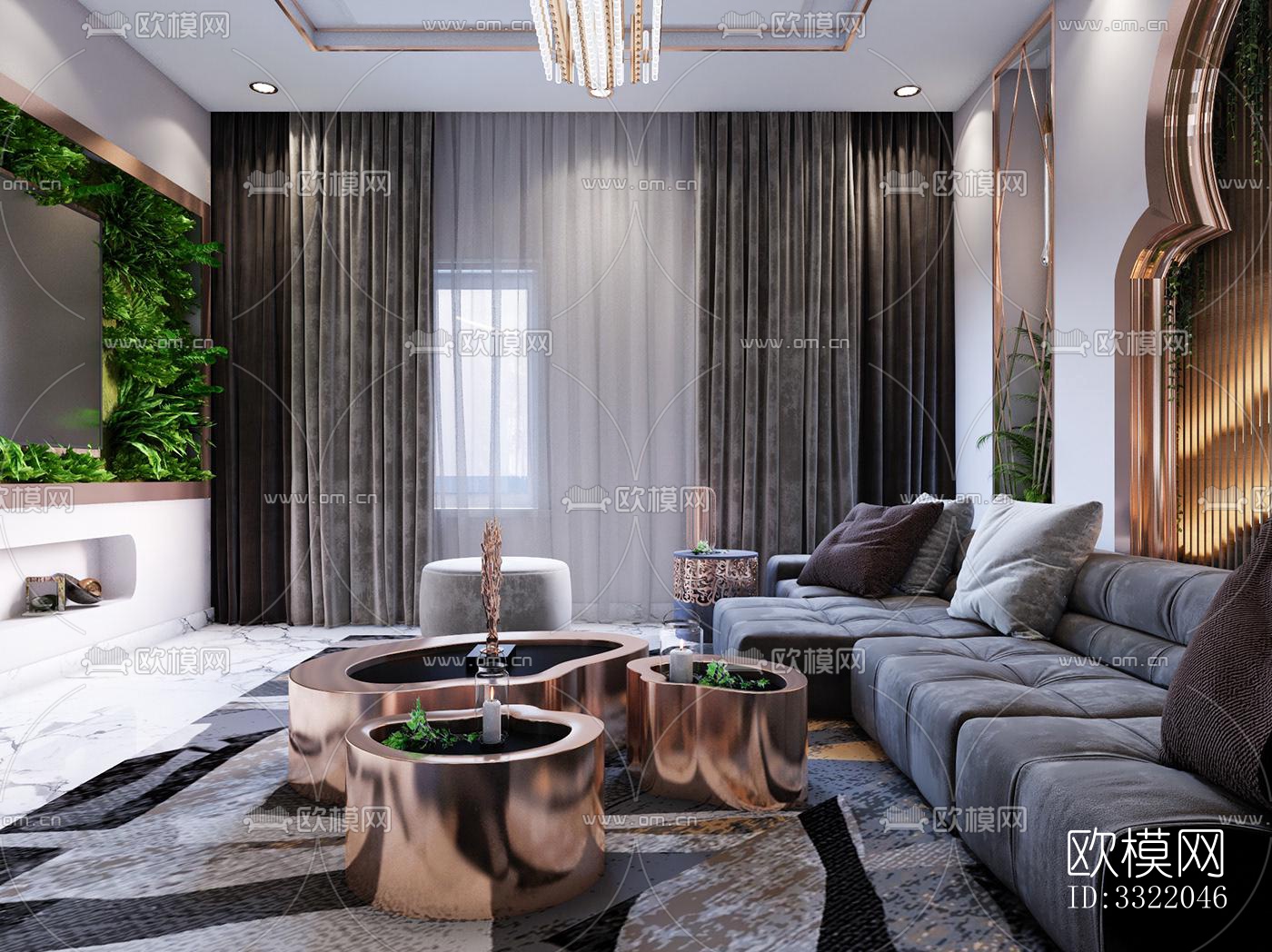 现代客厅效果图下载（渲染图3）