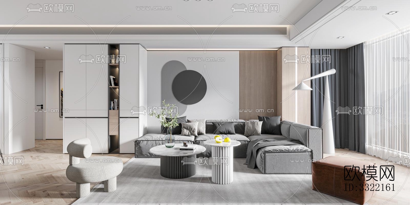 现代客厅效果图下载（渲染图3）