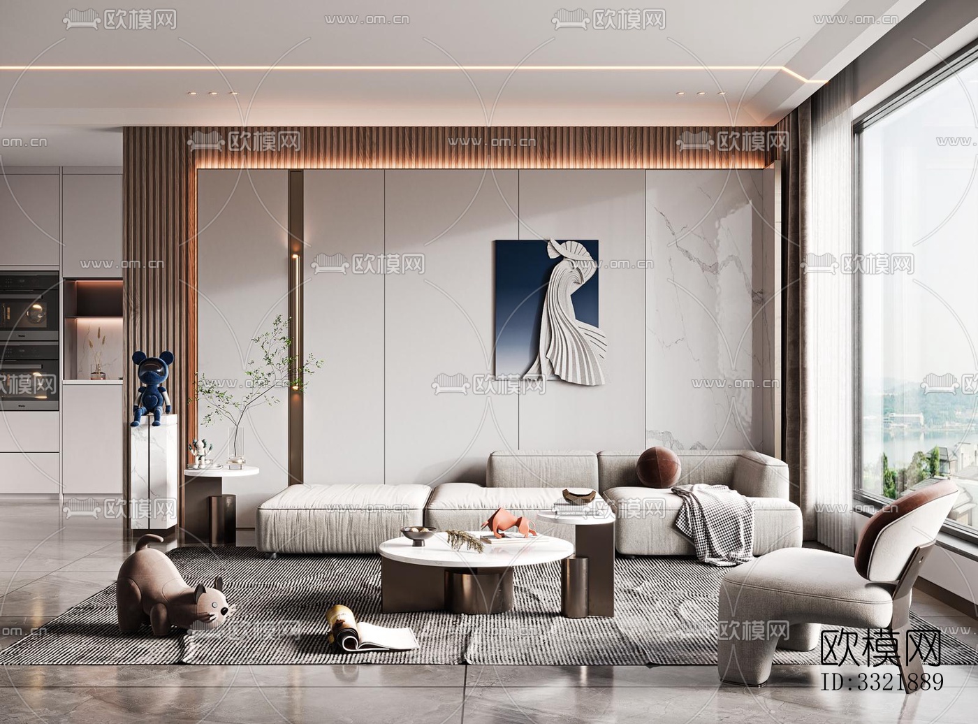 现代客厅效果图下载（渲染图4）
