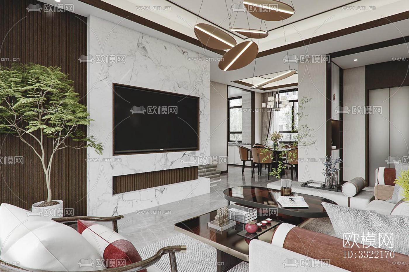 现代客厅效果图下载（渲染图3）