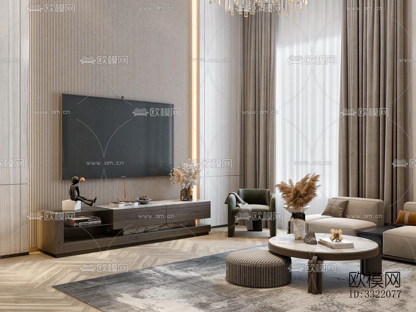 现代客厅效果图下载（渲染图9）