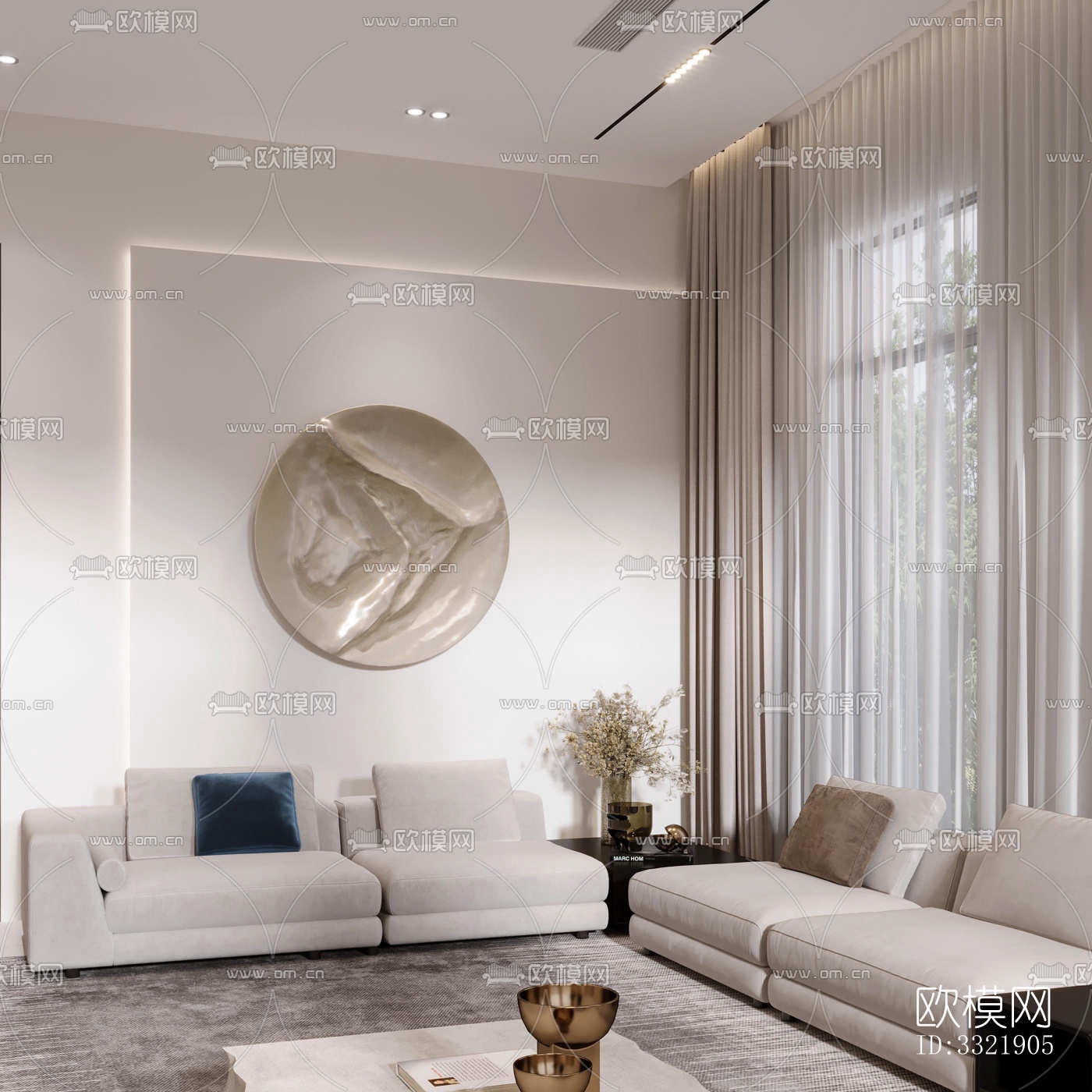 现代客厅效果图下载（渲染图1）