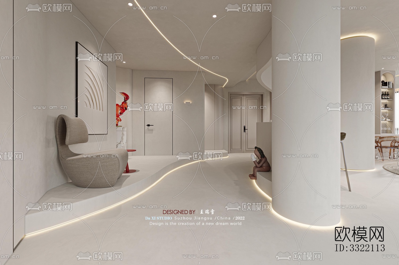 现代客厅效果图下载（渲染图7）