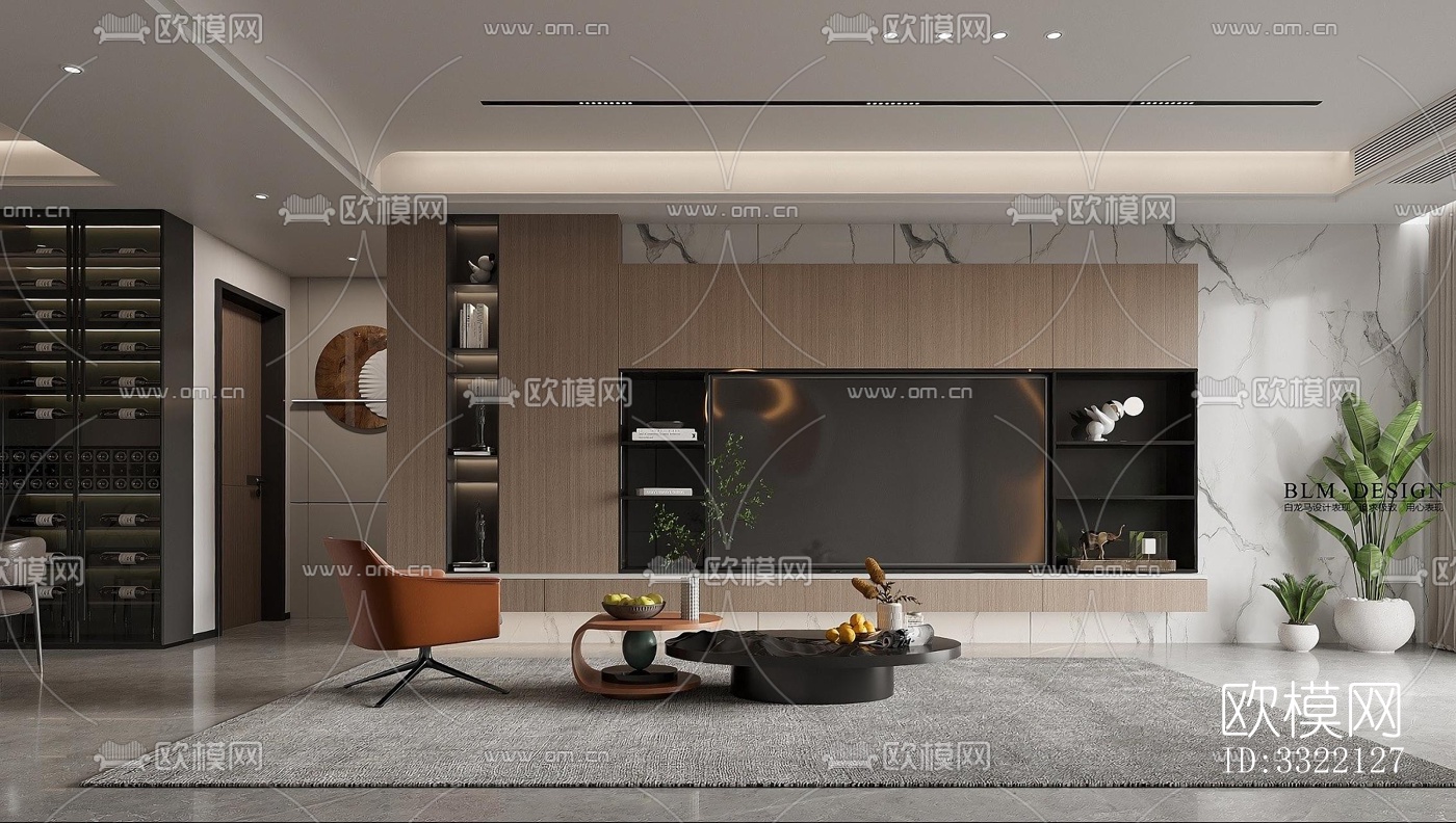 现代客厅效果图下载（渲染图1）