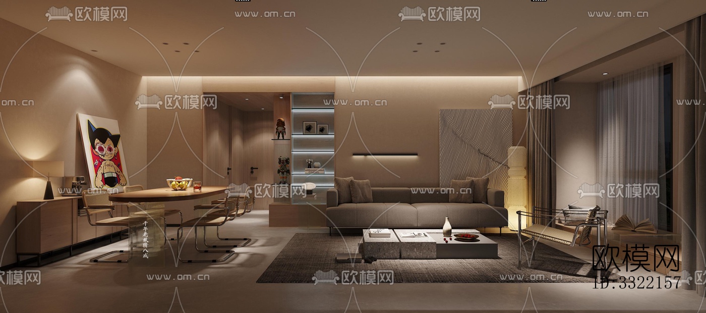 现代客厅效果图下载（渲染图2）