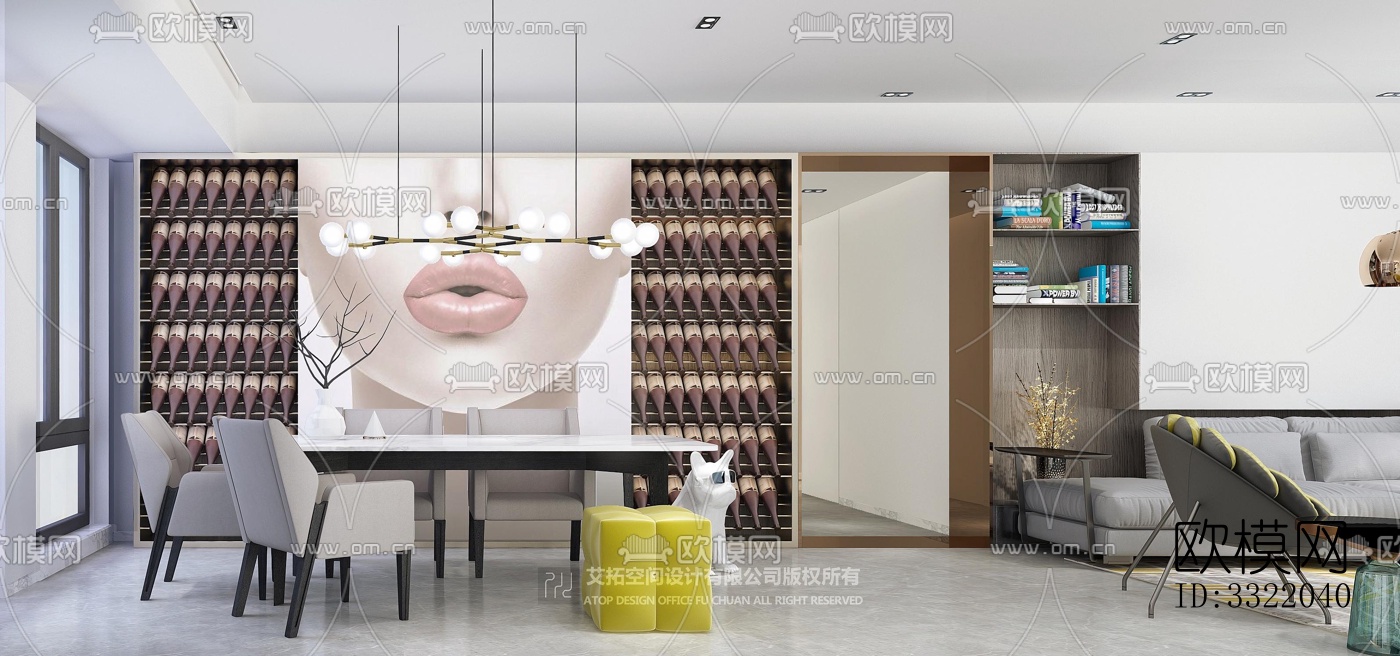 现代客厅效果图下载（渲染图2）