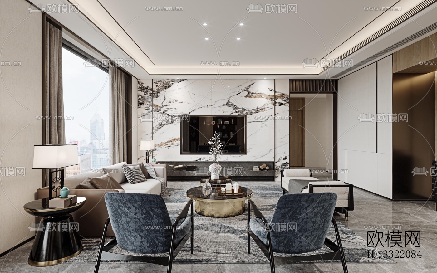 现代客厅效果图下载（渲染图7）