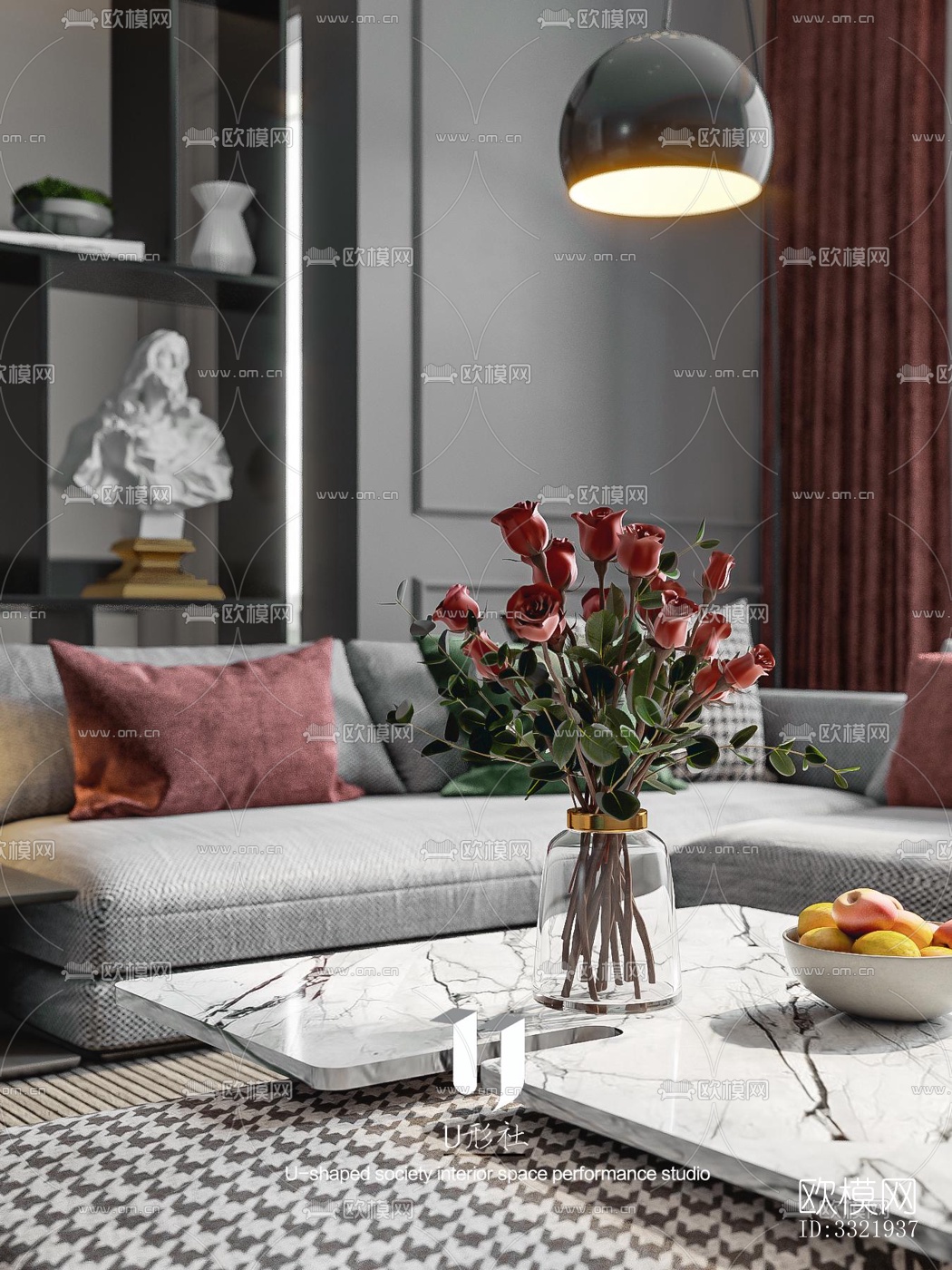 现代客厅效果图下载（渲染图4）