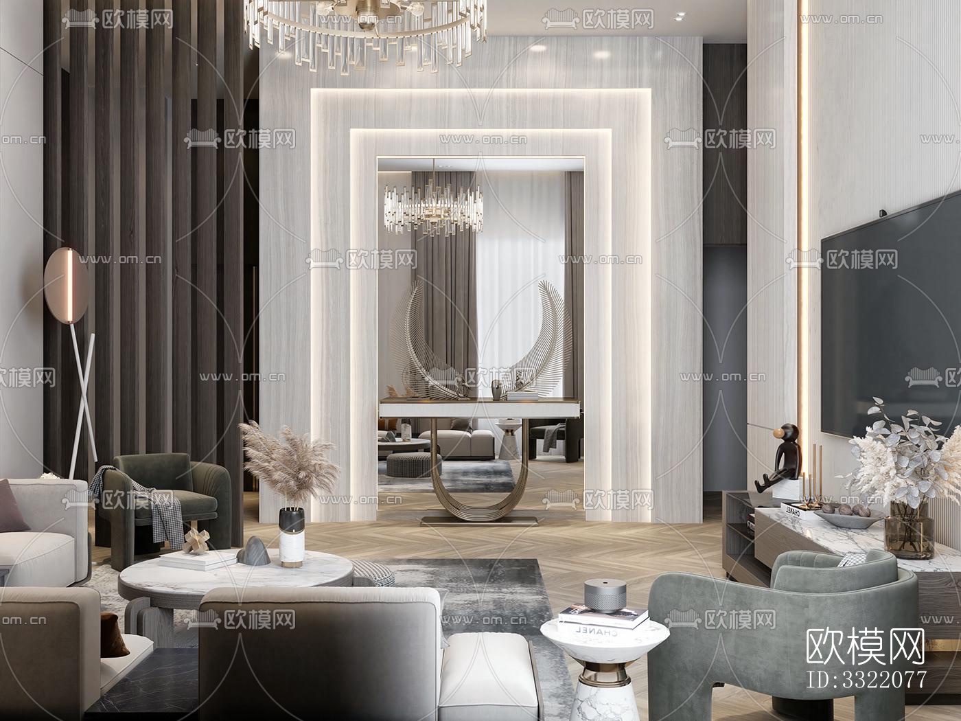 现代客厅效果图下载（渲染图5）