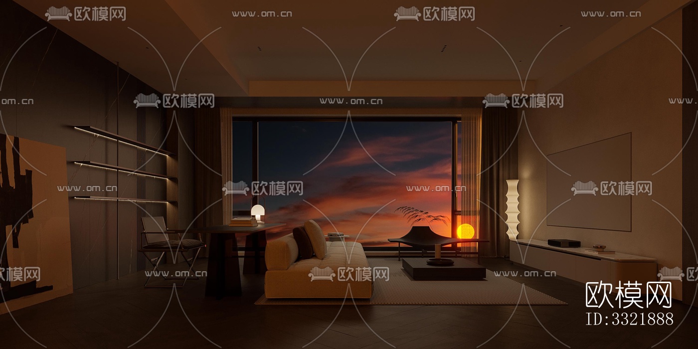 现代客厅效果图下载（渲染图1）