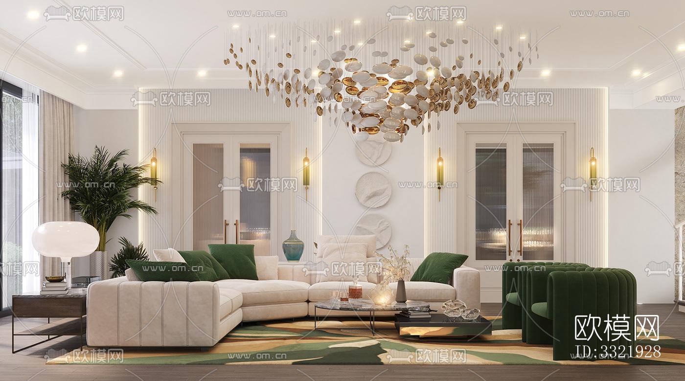 现代客厅效果图下载（渲染图2）