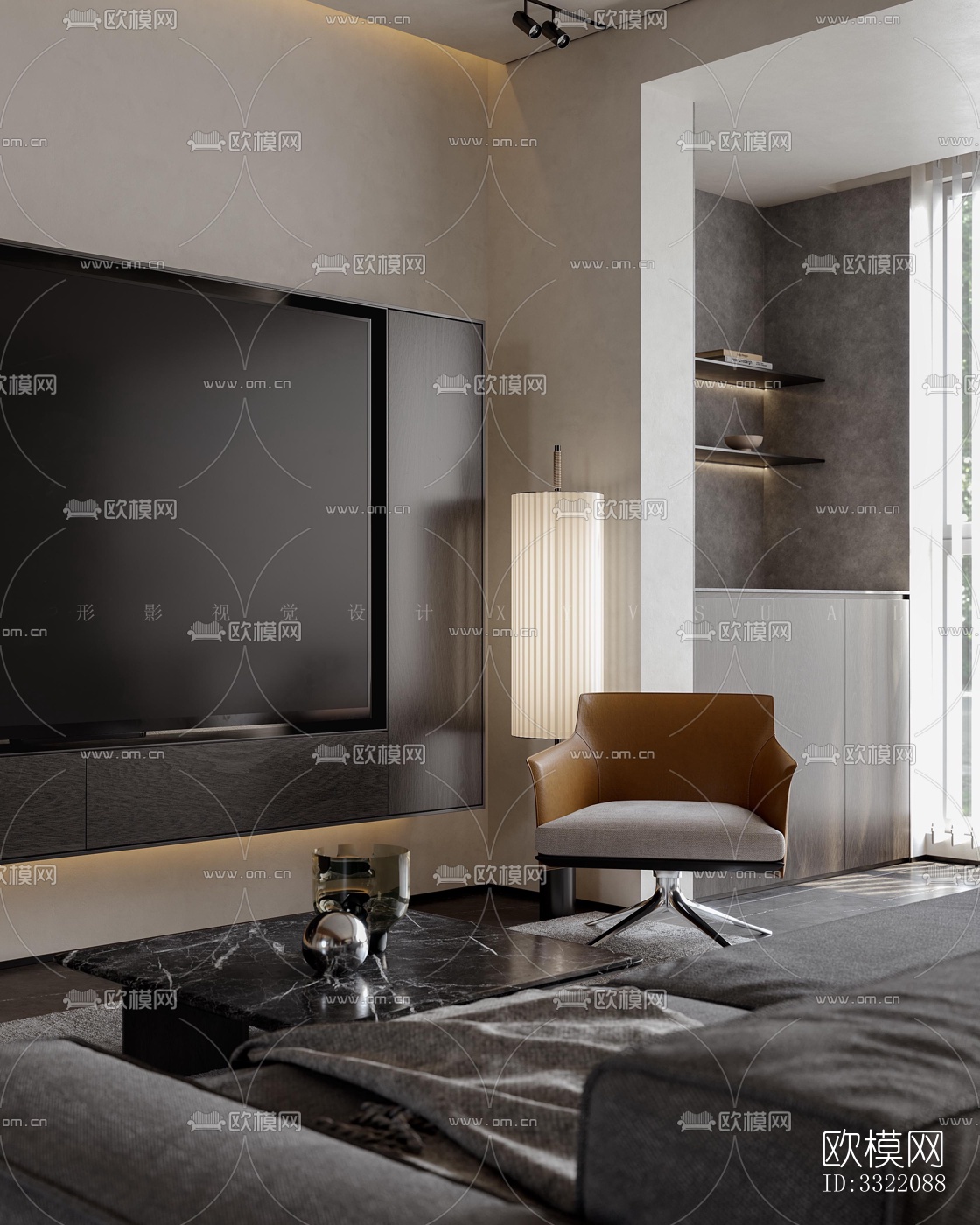 现代客厅效果图下载（渲染图11）