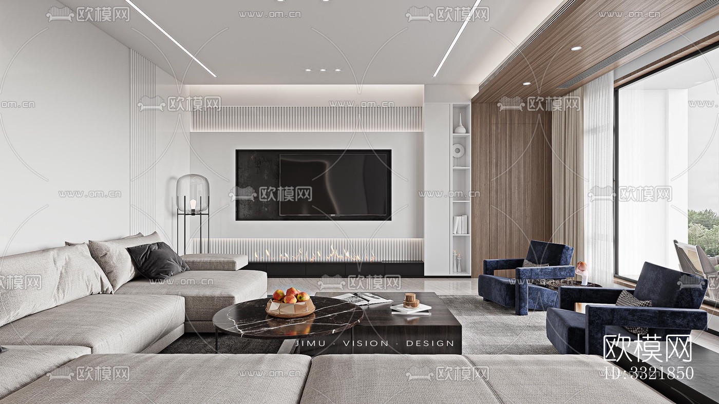 现代客厅效果图下载（渲染图9）
