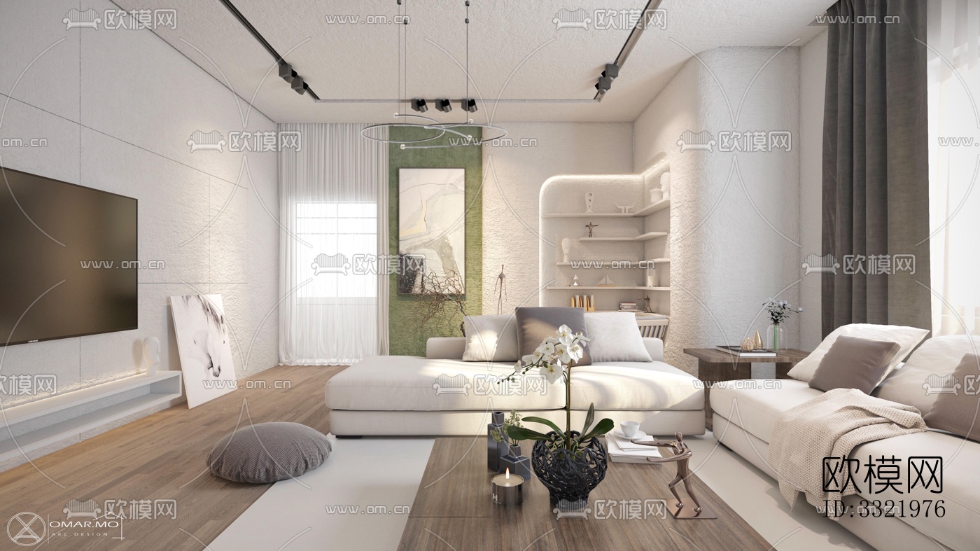 现代客厅效果图下载（渲染图1）
