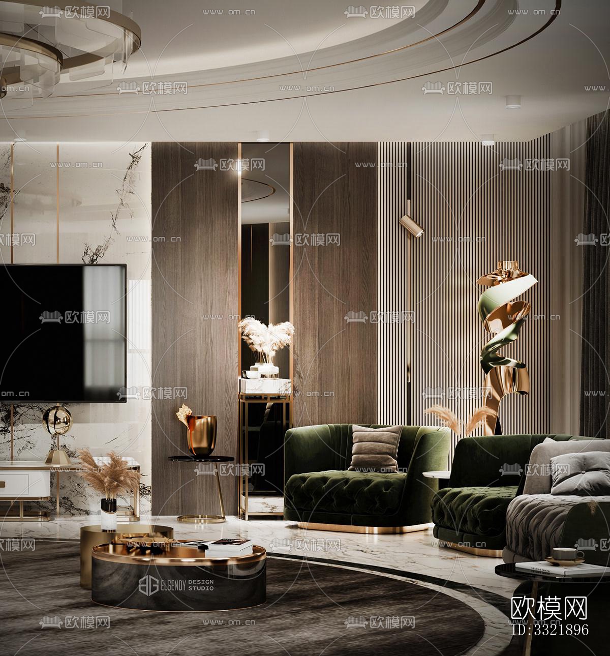 现代客厅效果图下载（渲染图2）