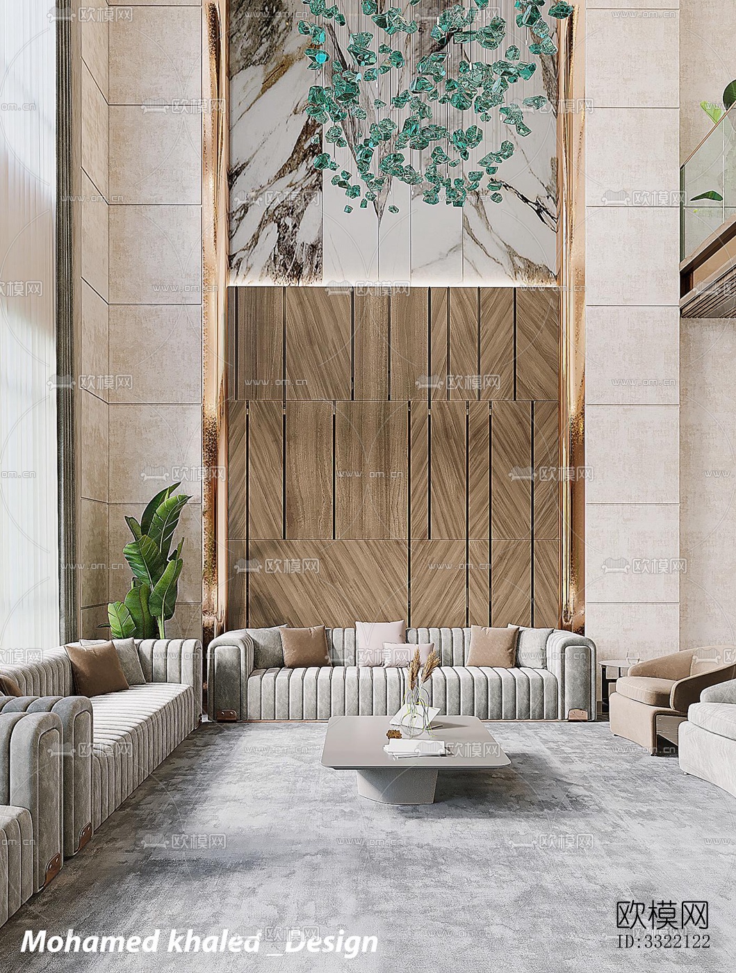 现代客厅效果图下载（渲染图4）