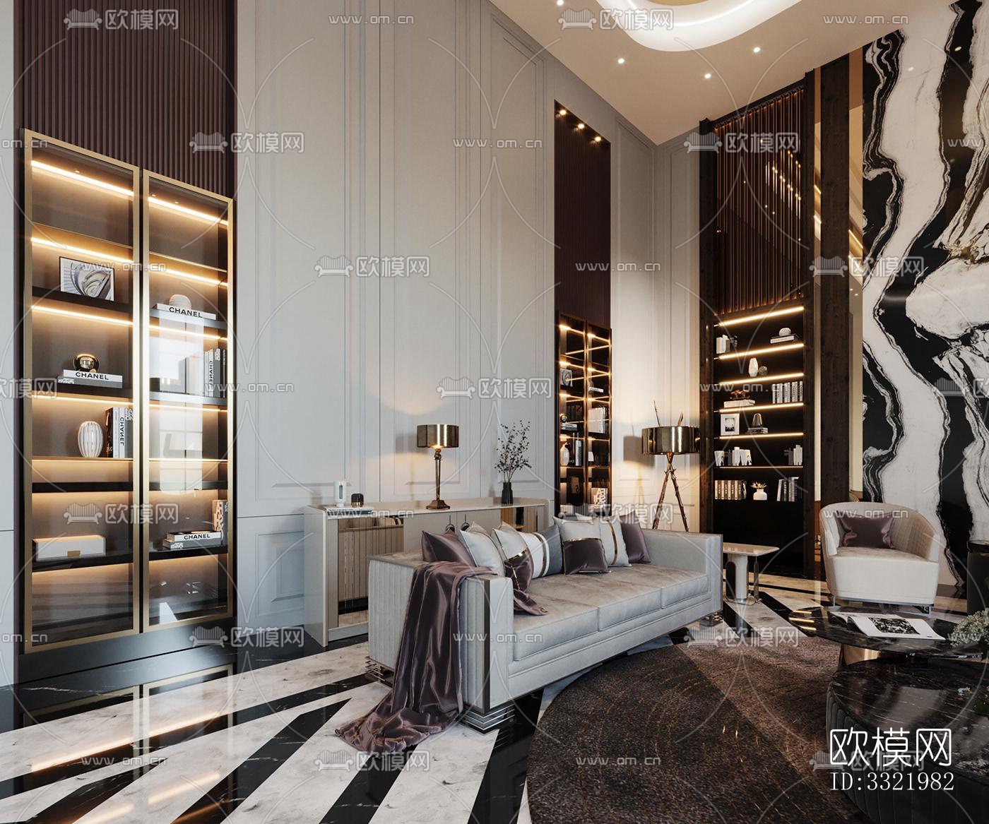 现代客厅效果图下载（渲染图9）