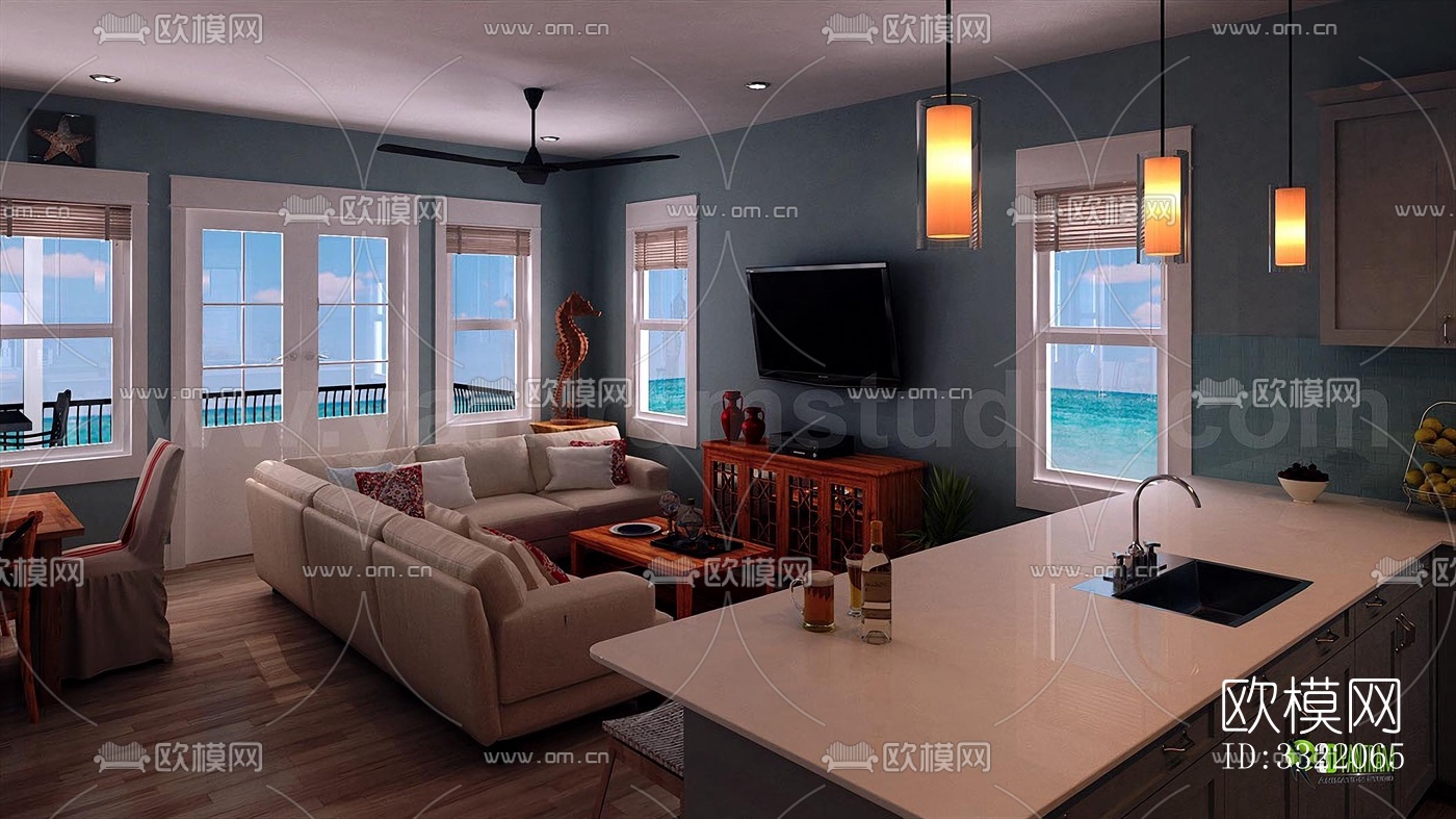 现代客厅效果图下载（渲染图6）