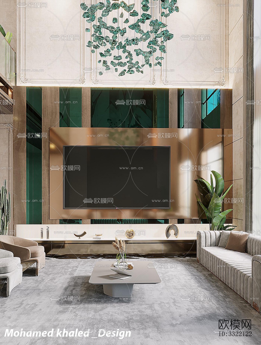 现代客厅效果图下载（渲染图3）