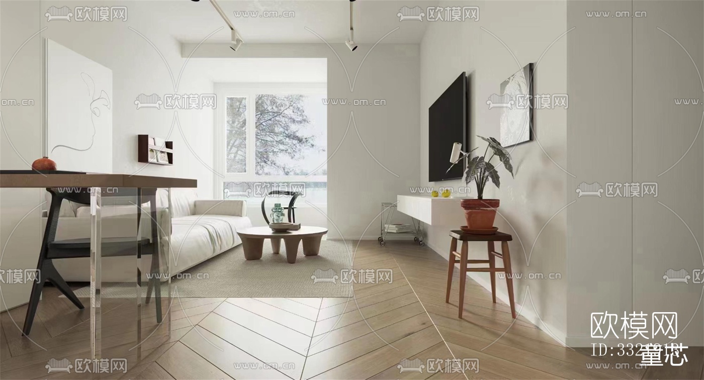 现代客厅效果图下载（渲染图2）