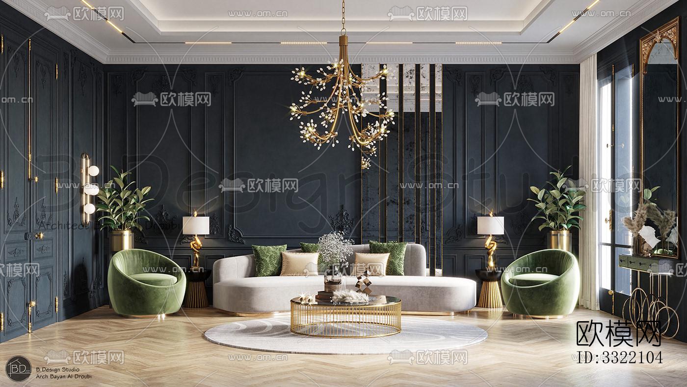 现代客厅效果图下载（渲染图1）