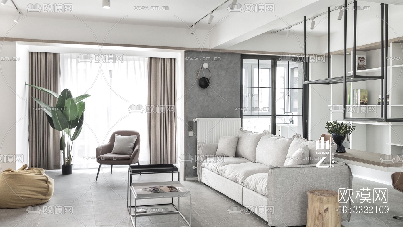 现代客厅效果图下载（渲染图2）